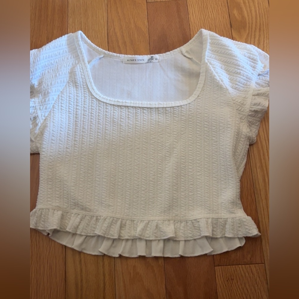 Altar'd State Cream Textured Crop Top